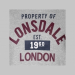 Lonsdale šedá pánska mikina s tlačeným logom kapucou stiahnuteľnou šnúrkou a klokankovým vreckom vpredu,  materiál 65%polyester 35%bavlna